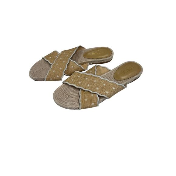 J. Crew Scalloped Polka Dot‎ Espadrille Slide Sandals Size 7 - Picture 4 of 5